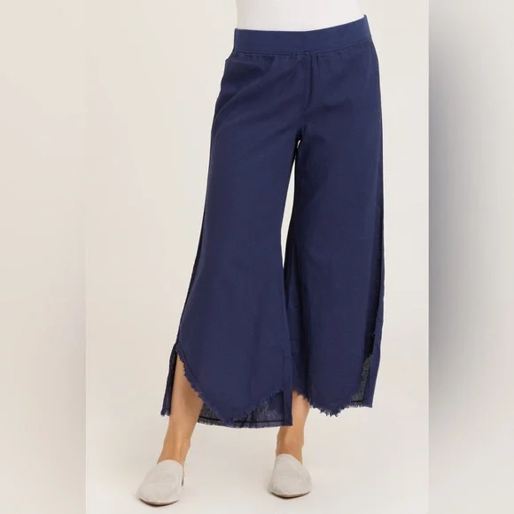 XCVI WEARABLES Astri Linen Crop Pant Navy Blue - Picture 3 of 4